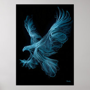 Poster Arte de parede de filamento futurista Águia Azul N