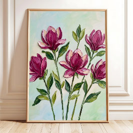 Poster Arte de Parede de Flor de Magnólia Minimalista em