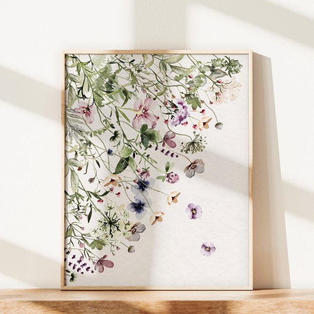 Poster Arte de Parede de Flores Silvestres Roxas em Aquar (Close up, under the sunlight)