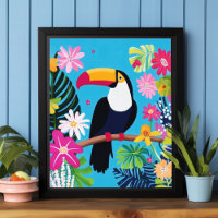 Arte de Parede de Flores Tropicais de Tucano na Se