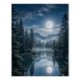 Póster Arte de Parede de Floresta de Sempre-Verde Luxuosa