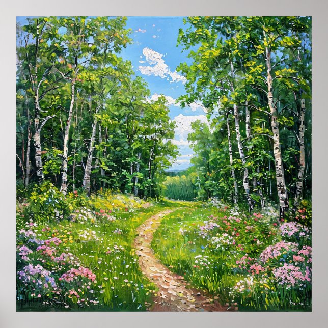 Poster 🌲 Arte de Parede de Floresta de Verão Decoração d (Frente)