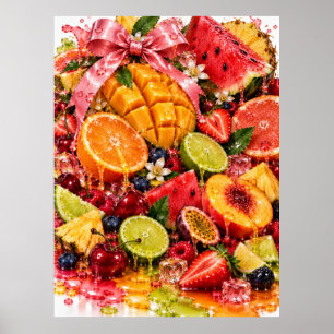 Poster Arte de Parede de Fruta Suculenta Decoração Maxi