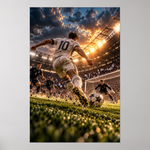 Poster Arte de Parede de Futebolista – Chute de Gol Númer