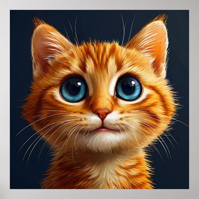 Poster 🐱 Arte de Parede de Gatinho Laranja Fofo para Esp (Frente)