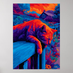 Poster Arte de Parede de Gato de Jardim Expressionista Co
