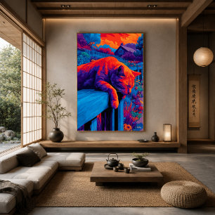 Poster Arte de Parede de Gato de Jardim Expressionista Co