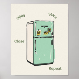 Poster Arte de Parede de Geladeira Retro Abrir Olhar Fech
