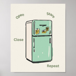 Poster Arte de Parede de Geladeira Retro Abrir Olhar Fech
