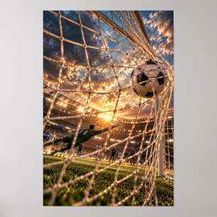Poster Arte de Parede de Gol de Futebol – Dramático Estád