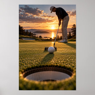 Poster Arte de Parede de Golfe Sunset – Hora Dourada Cost