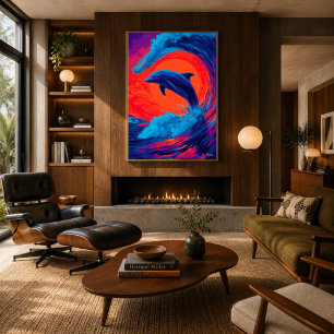Poster Arte de Parede de Golfinho Ondulante Expressionist