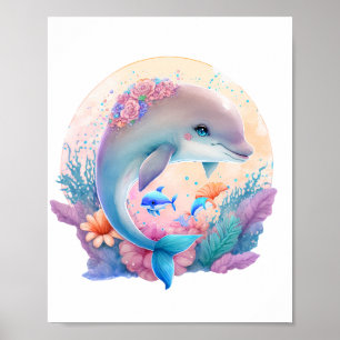 Poster Arte de Parede de Golfinho para Crianças