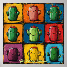 Arte de parede de grade de cacto em Pop Art person