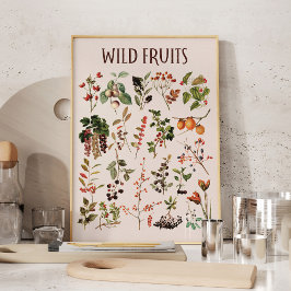 Poster Arte de Parede de Gráfico de Frutas Selvagens Vint