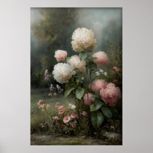 Poster Arte de parede de hortênsia impressível, Antiga Pr
