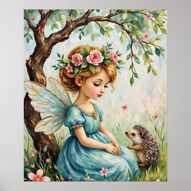 Poster Arte de Parede de Jardim de Fada eouriço Caprichos (Frente)