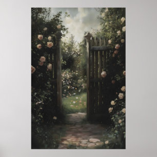 Poster Arte de Parede de Jardim Vintage Romântica Rose Co