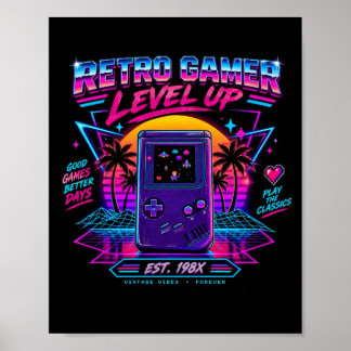 Poster Arte de Parede de Jogos de Arcade Neon Synthwave