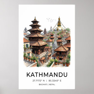Poster Arte de Parede de Katmandu Desenho a Tinta - Pagod