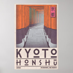 Poster Arte de Parede de Kyoto Honshu Portões Estilizados