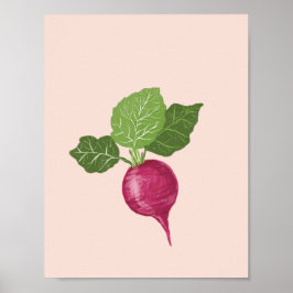 Poster Arte de parede de legumes - Ilustração de rabanete