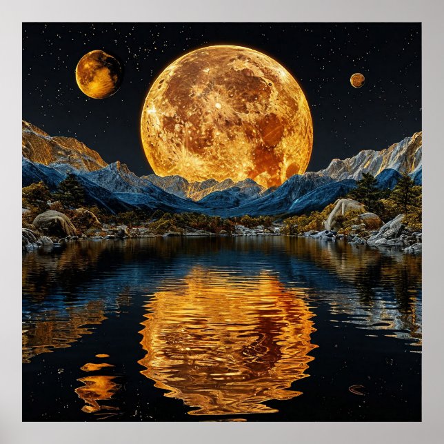 Poster 🌕 Arte de Parede de Lua Brilhante para Decoração  (Frente)