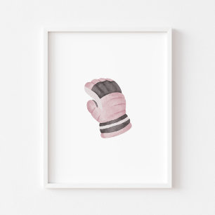Poster Arte de parede de luvas de hóquei no gelo Rosa