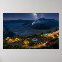 Arte de Parede de Luxo do Vulcão Noturno Aéreo do
