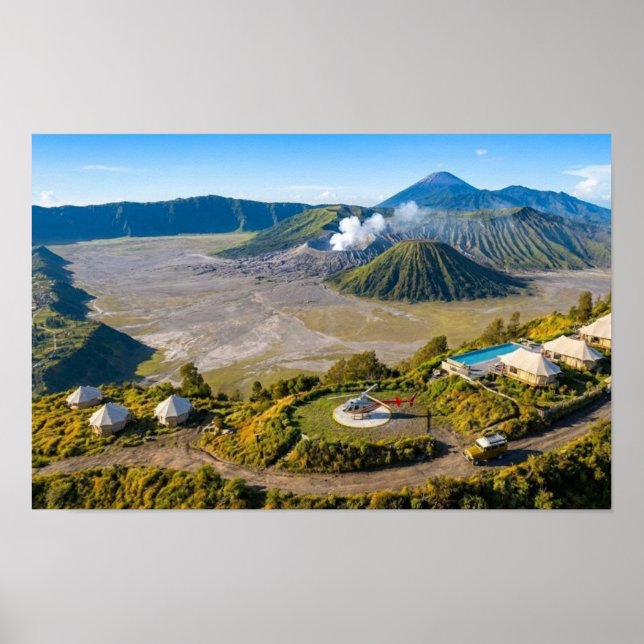 Poster Arte de Parede de Luxo Vulcão Aéreo Monte Bromo (Frente)