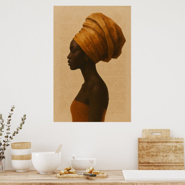 Poster Arte de Parede de Mulher Africana Tradicional no E (Cozinha)