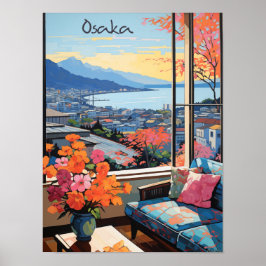 Poster Arte de Parede de Osaka Viagem Pintura Estética da
