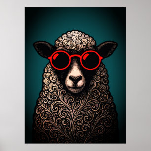 Poster Arte de Parede de Ovelhas Legais