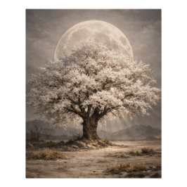 Póster Arte de Parede de Paisagem de Árvore de Flor de Lu