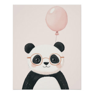 Póster Arte de parede de panda, tema de berçário animal A