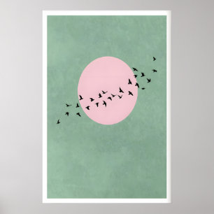 Poster Arte de Parede de Pássaros Voadores - Silhuetas Mí