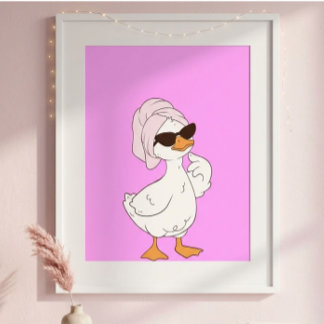 Poster Arte de Parede de Pato de Desenho Animado Fofo | P