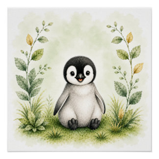Póster Arte de Parede de Pinguim da Vida Selvagem Poster