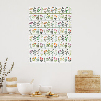 Poster Arte de Parede de Plantas Coloridas do Herbário Bo