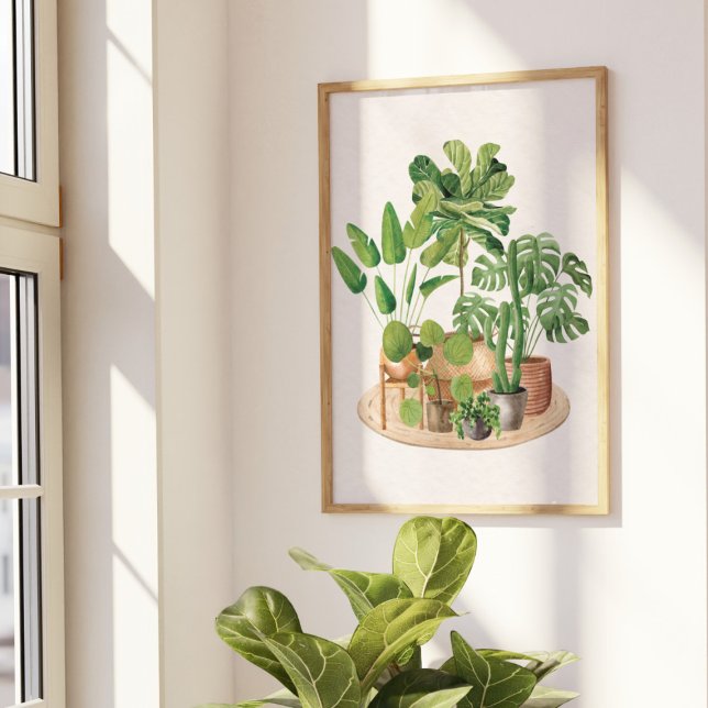 Poster Arte de Parede de Plantas de Casa em Aquarela (Criador carregado)