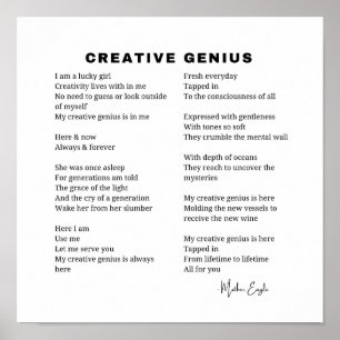 Poster Arte de Parede de Poema Inspirador Gênio Criativo 