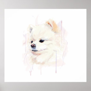 Poster Arte de Parede de Pomerânia Poster, Pintura aquare