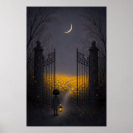 Poster Arte de Parede de Porta de Jardim Amarelo Sonhador