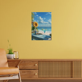 Poster Arte de Parede de Praia do Girassol Tropical | Imp