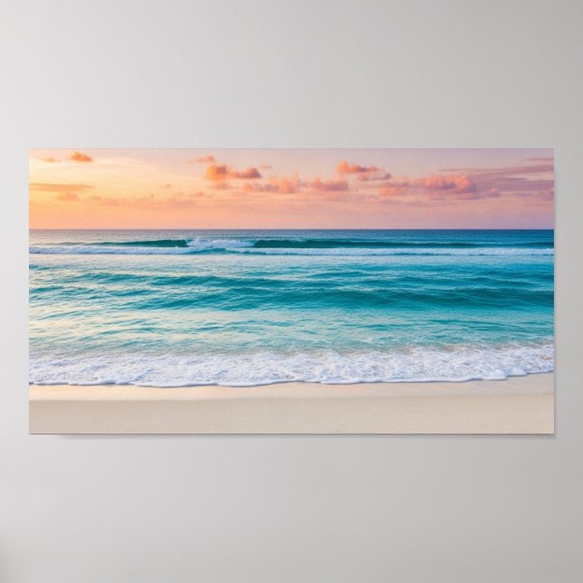 Poster Arte de Parede de Praia do Mar Azul (Frente)