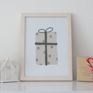 Poster Arte de Parede de Presente de Natal Bege Boho Mode