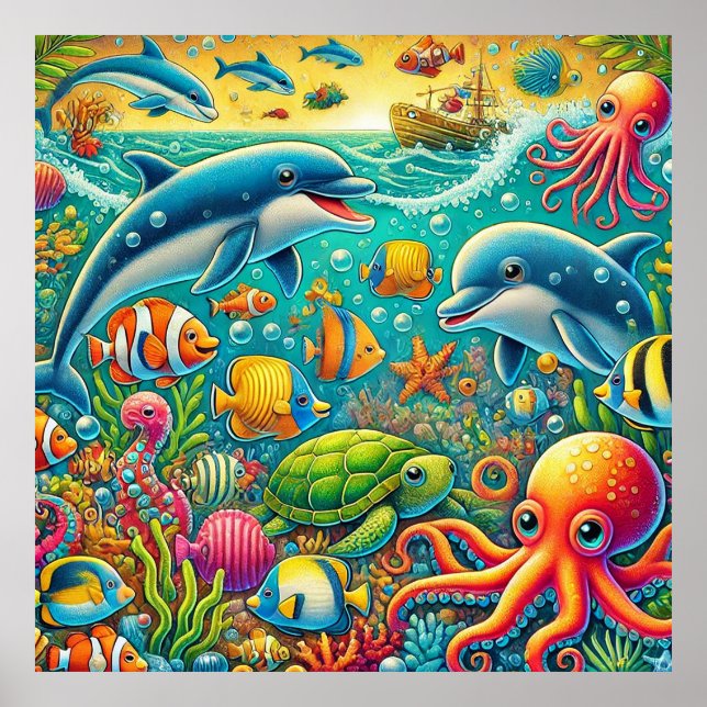 Poster Arte de Parede de Recife de Coral – Berçário Vibra (Frente)