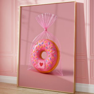 Poster Arte de parede de Rosquinha, Cozinha Estética Rosa