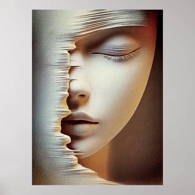 Poster Arte de Parede de Rosto Feminino Abstrato – Textur (Frente)