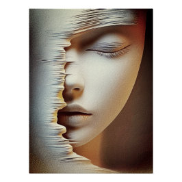 Póster Arte de Parede de Rosto Feminino Abstrato – Textur